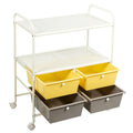 4 Drawers Rolling Storage Cart with Metal Rack Shelf for Home Office