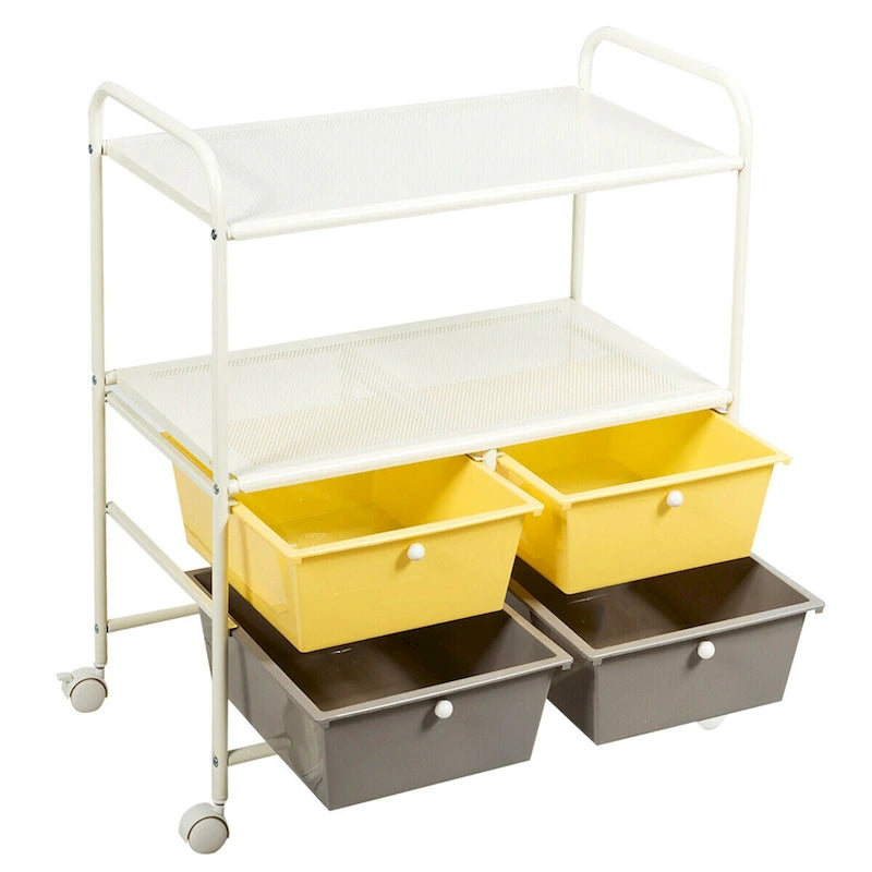 4 Drawers Rolling Storage Cart with Metal Rack Shelf for Home Office