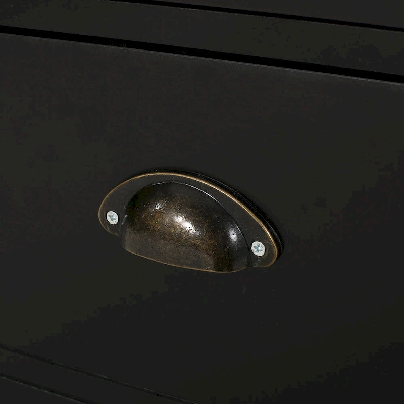 Kitchen Cart with Rubberwood Top, Cabinet Storage, Two Drawers, Three Open Shelves and Lockable Rolling Casters