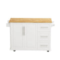 Kitchen Island Cart with 2-Door Cabinet and Three Drawers