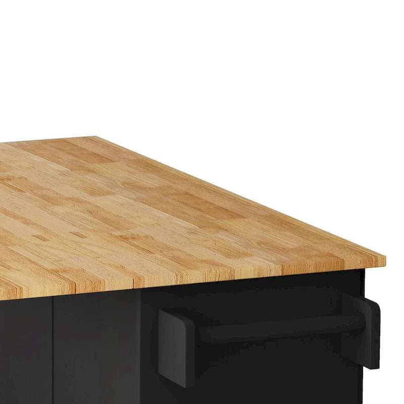 Kitchen Island Cart with 2-Door Cabinet and Three Drawers