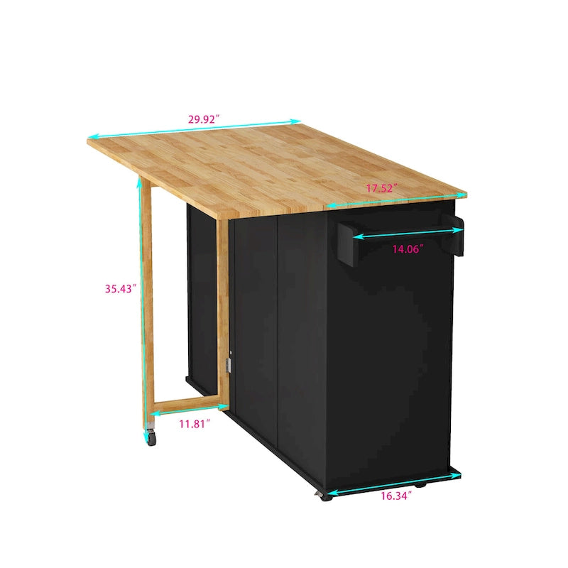 Kitchen Island Cart with 2-Door Cabinet and Three Drawers