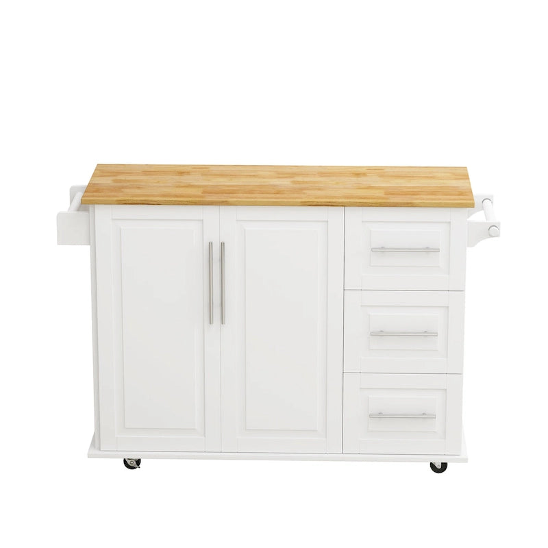 Kitchen Island Cart with 2-Door Cabinet and Three Drawers