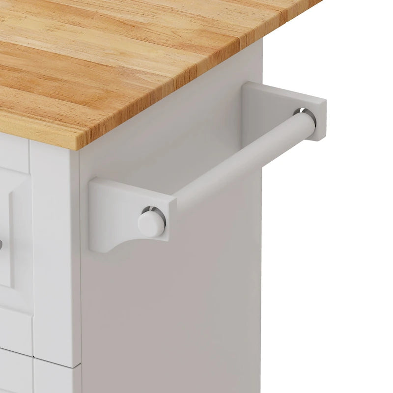 Kitchen Island Cart with 2-Door Cabinet and Three Drawers