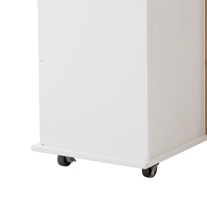 Kitchen Island Cart with 2-Door Cabinet and Three Drawers