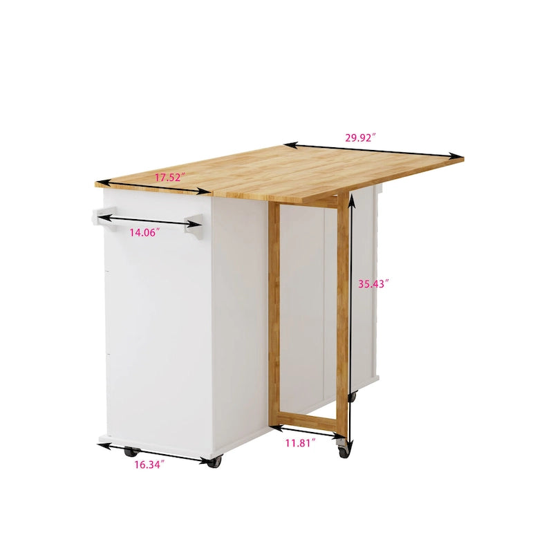 Kitchen Island Cart with 2-Door Cabinet and Three Drawers