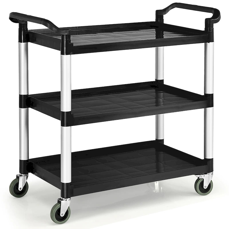 3-Shelf Utility Service Cart with Aluminum Frame and 490 lbs Capacity