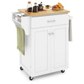 Rolling Kitchen Island Utility Cart with Storage Cabinet and Wheels