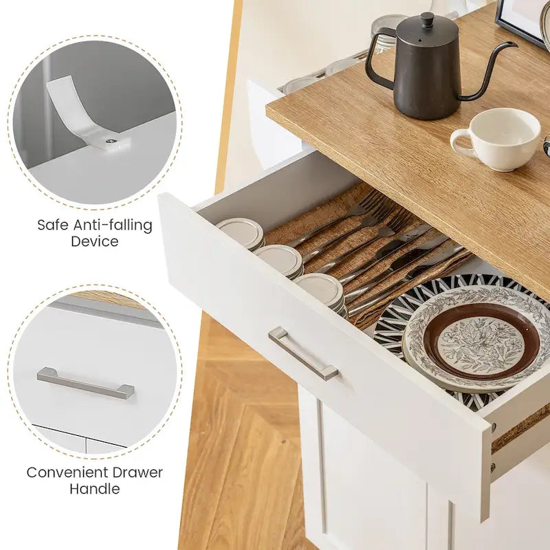 Rolling Kitchen Island Utility Cart with Storage Cabinet and Wheels