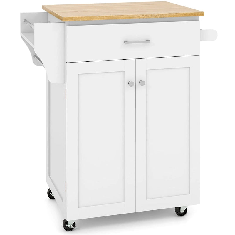 Rolling Kitchen Island Utility Cart with Storage Cabinet and Wheels