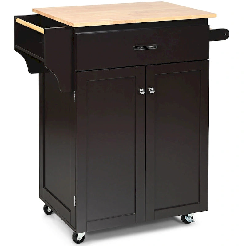 Rolling Kitchen Island Utility Cart with Storage Cabinet and Wheels