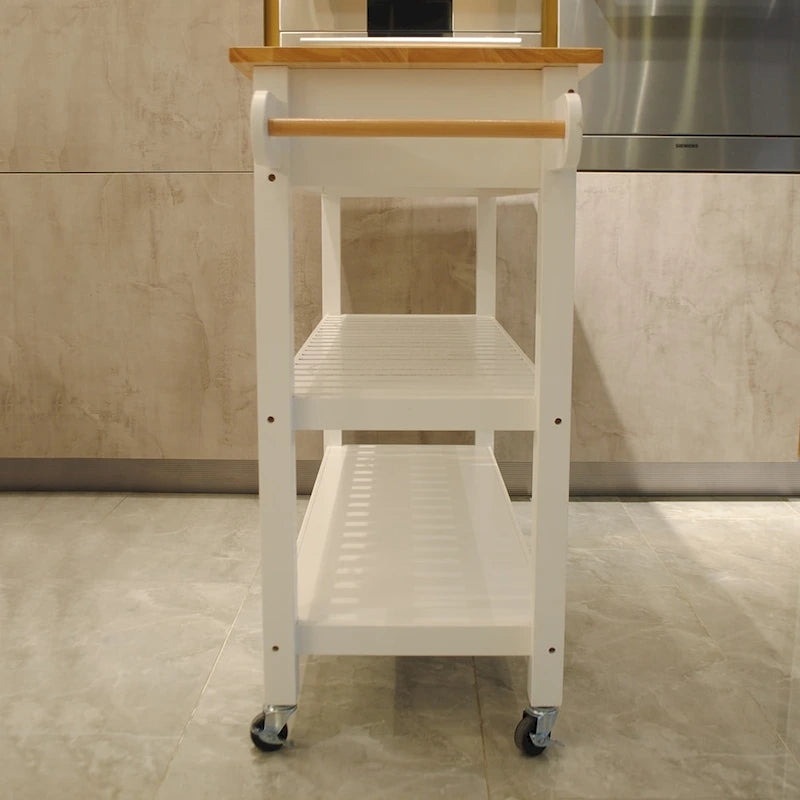 Kitchen Island Cart with Two Lockable Wheels