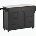 Kitchen Cart with Rubber Wood Countertop and 8 Drawers