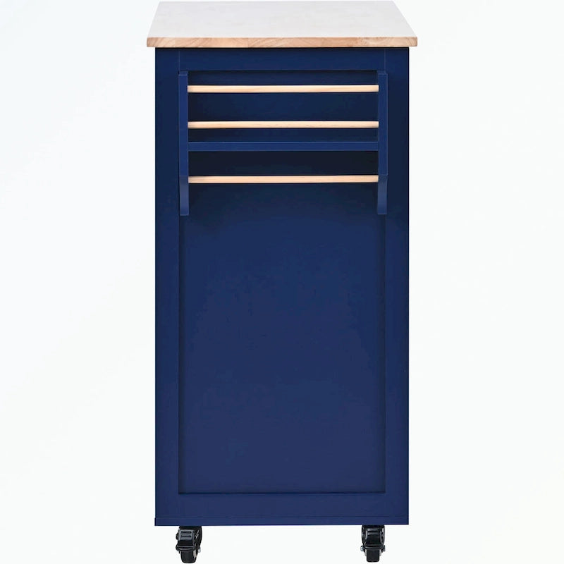 Kitchen Cart with Rubber Wood Countertop and 8 Drawers