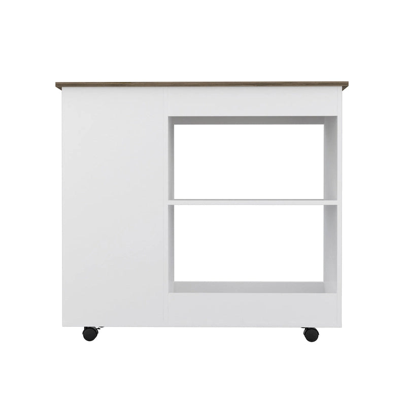 Kitchen Cart with 2 Storage Shelves, 3 Side Shelves, and 4 Casters
