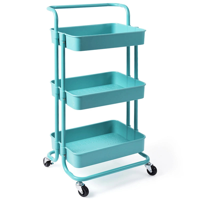 3-Tier Utility Cart Storage Rolling Cart with Casters