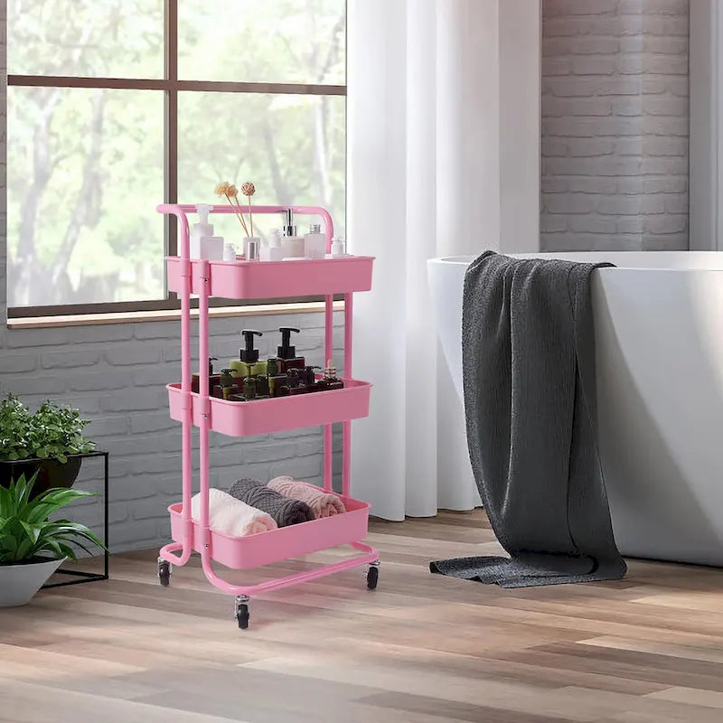3-Tier Utility Cart Storage Rolling Cart with Casters