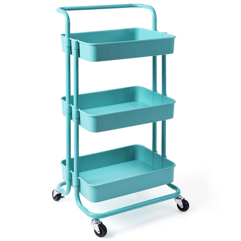 3-Tier Utility Cart Storage Rolling Cart with Casters