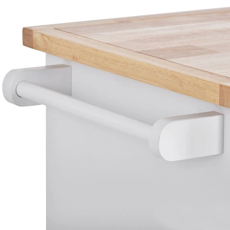 Kitchen Island on Wheels with Open Compartments and 2 Drawers