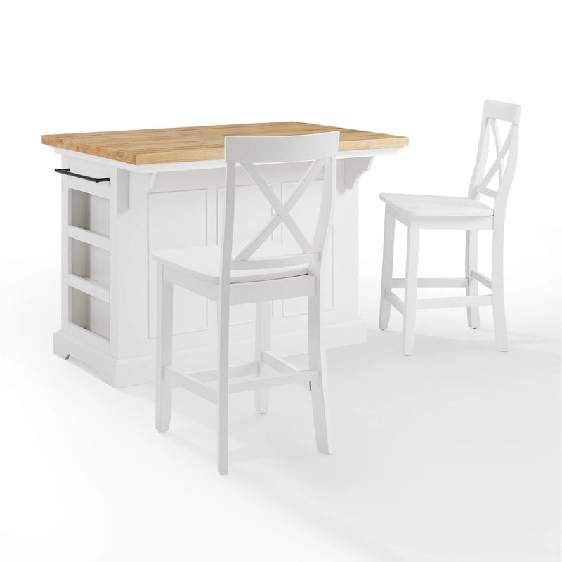 Wood Top Kitchen Island with Storage Drawers and Cabinets White 50W x 60D x 41H