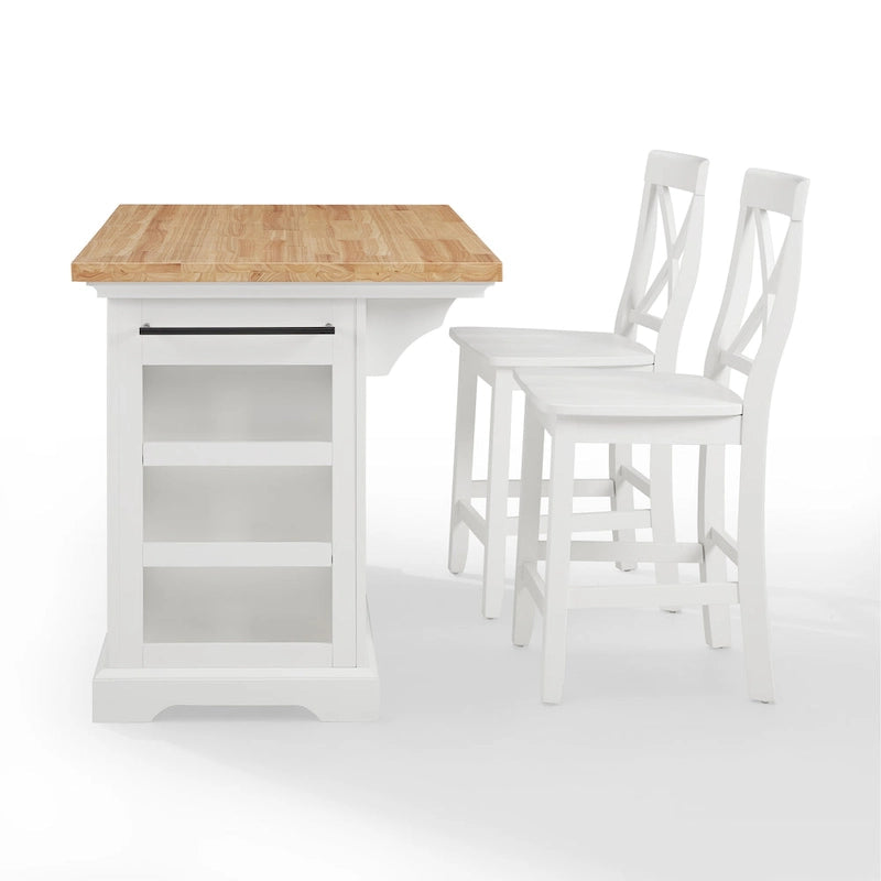 Wood Top Kitchen Island with Storage Drawers and Cabinets White 50W x 60D x 41H