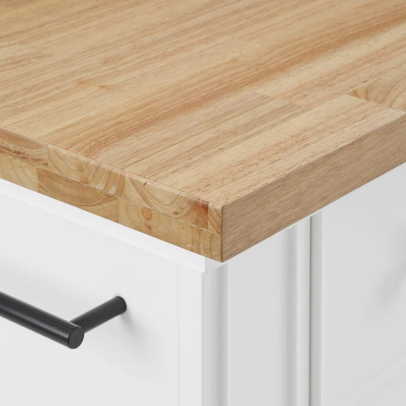 Wood Top Kitchen Island with Storage Drawers and Cabinets White 50W x 60D x 41H
