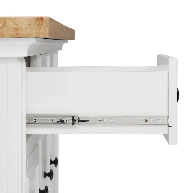 Wood Top Kitchen Island with Storage Drawers and Cabinets White 50W x 60D x 41H