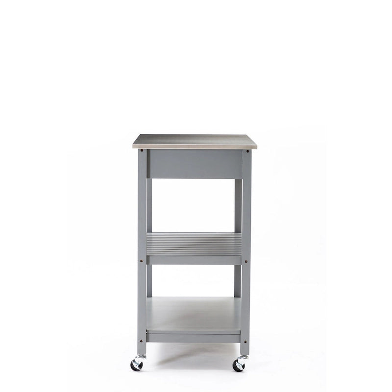 Rolling Kitchen Cart with Stainless Steel Top and Storage Shelves