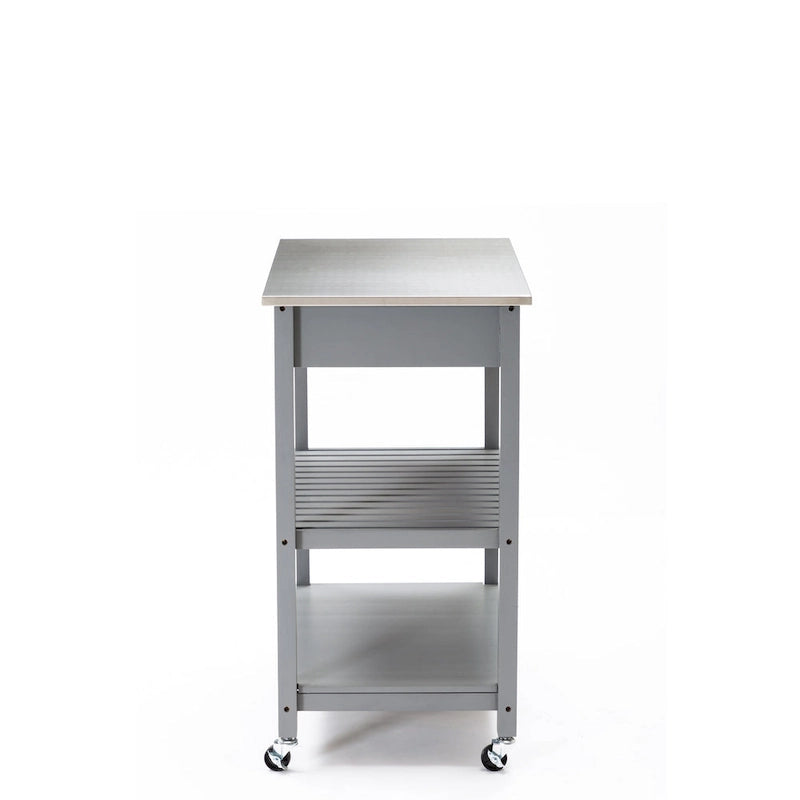 Rolling Kitchen Cart with Stainless Steel Top and Storage Shelves