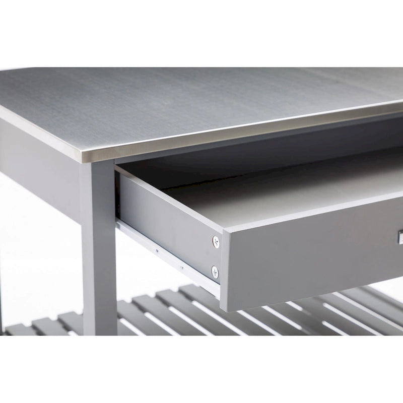 Rolling Kitchen Cart with Stainless Steel Top and Storage Shelves