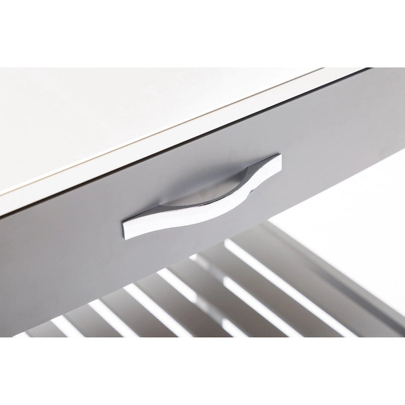 Rolling Kitchen Cart with Stainless Steel Top and Storage Shelves