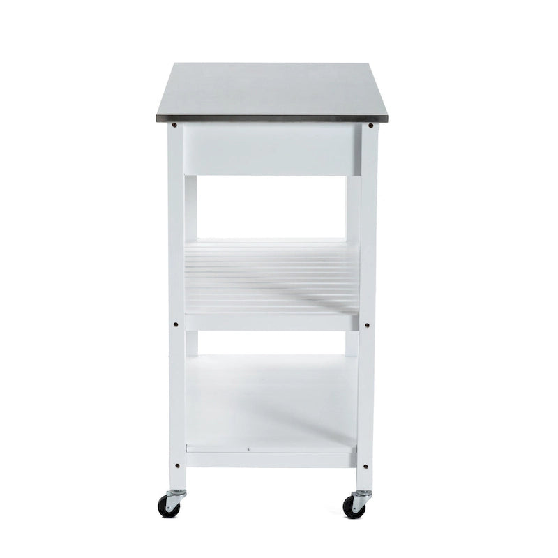 Rolling Kitchen Cart with Stainless Steel Top and Storage Shelves