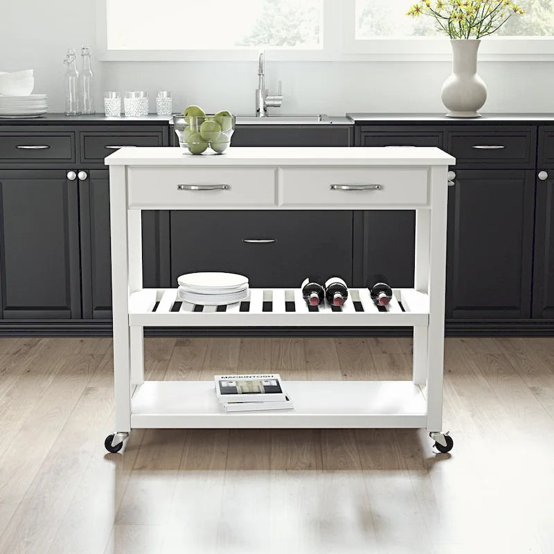 Full Size Granite Top Kitchen Prep Cart 43W x 17D x 35H