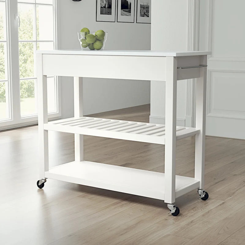 Full Size Granite Top Kitchen Prep Cart 43W x 17D x 35H