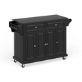 Black Wood Kitchen Cart Island with Solid Black Granite Top