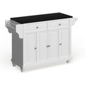 Granite Top Full Size Kitchen Island with Storage White
