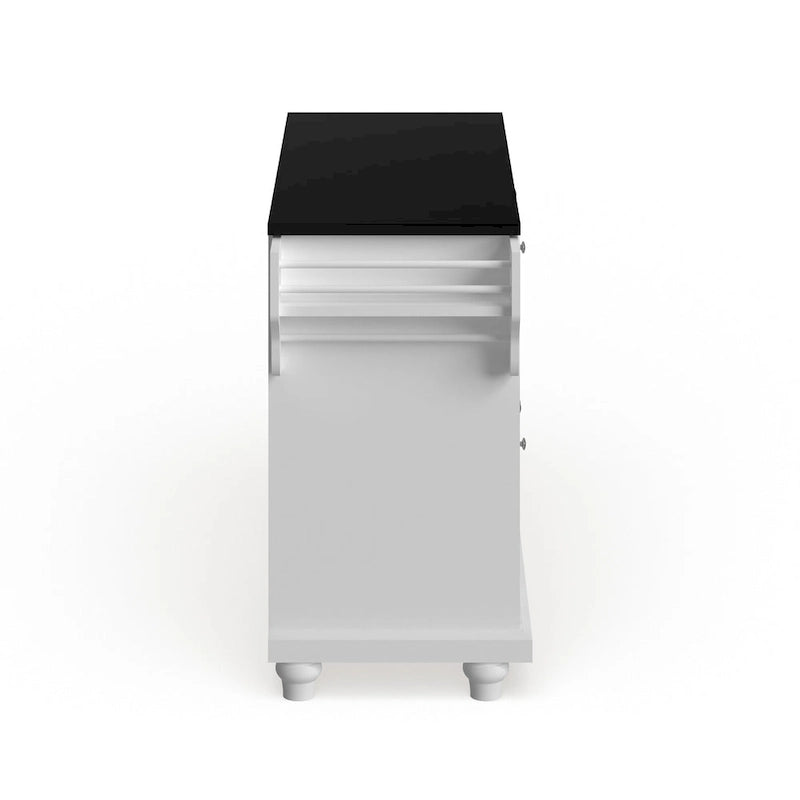 Granite Top Full Size Kitchen Island with Storage White