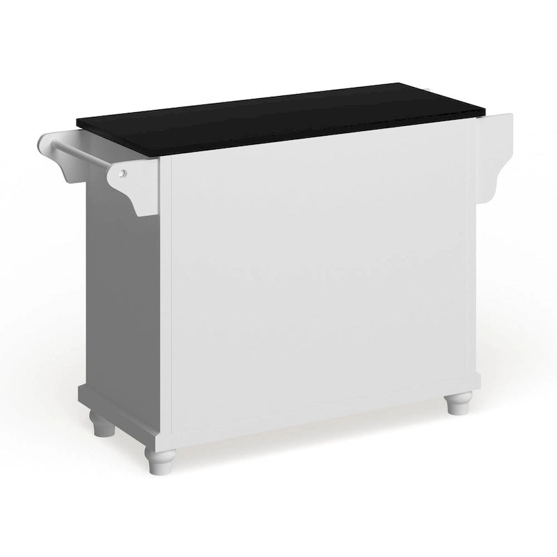 Granite Top Full Size Kitchen Island with Storage White