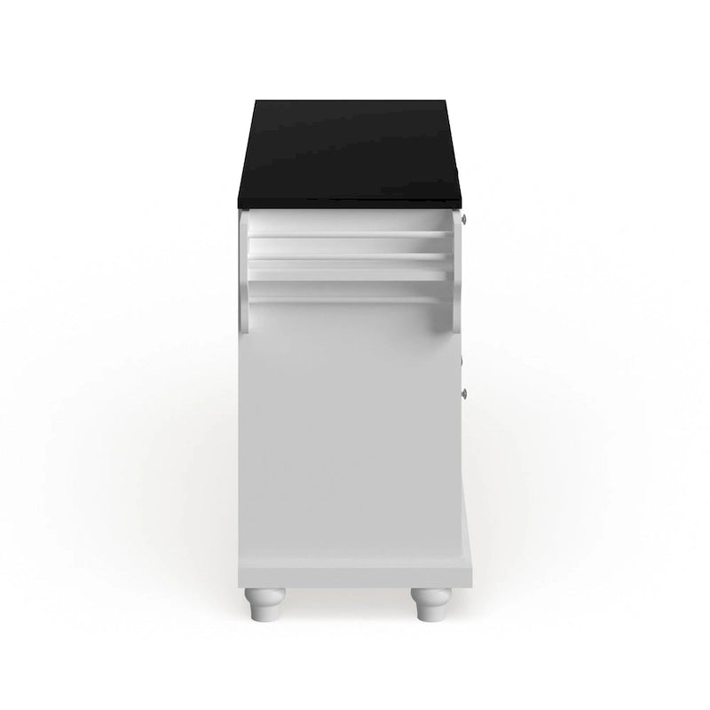 Granite Top Full Size Kitchen Island with Storage White