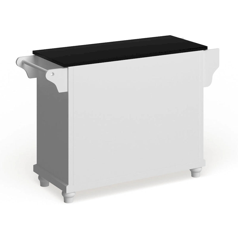 Granite Top Full Size Kitchen Island with Storage White
