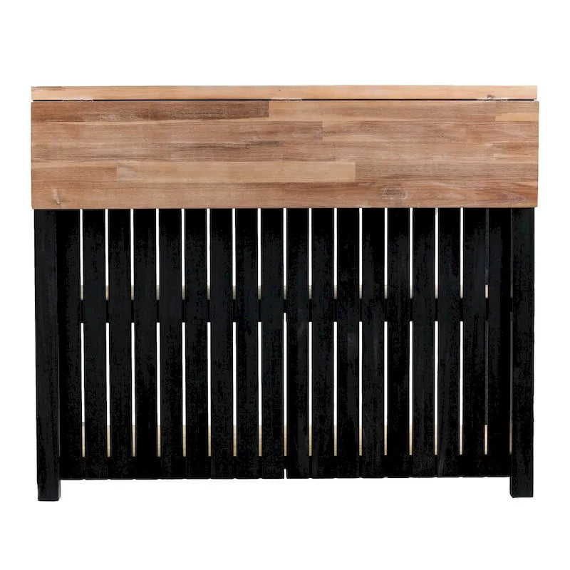 Transitional Black Wood Expandable Kitchen Island with Drop-Leaf Countertop and Storage