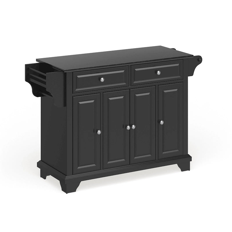 Granite Top Kitchen Island in Black Finish - 51.5W x 18D x 36H