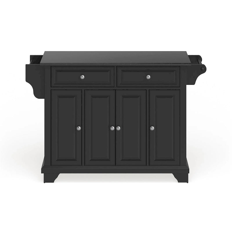 Granite Top Kitchen Island in Black Finish - 51.5W x 18D x 36H