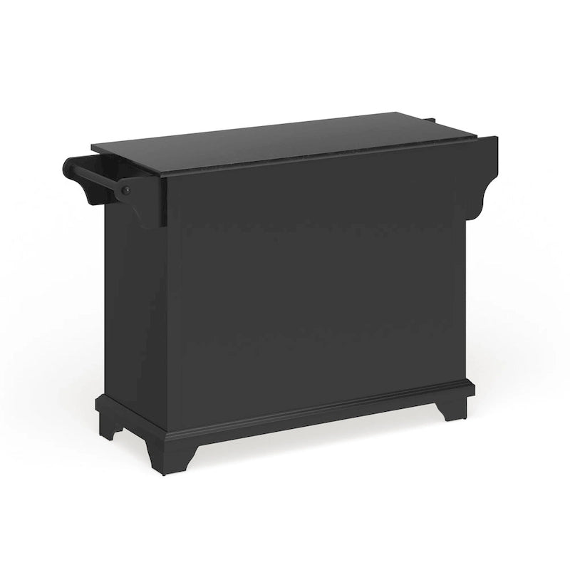Granite Top Kitchen Island in Black Finish - 51.5W x 18D x 36H