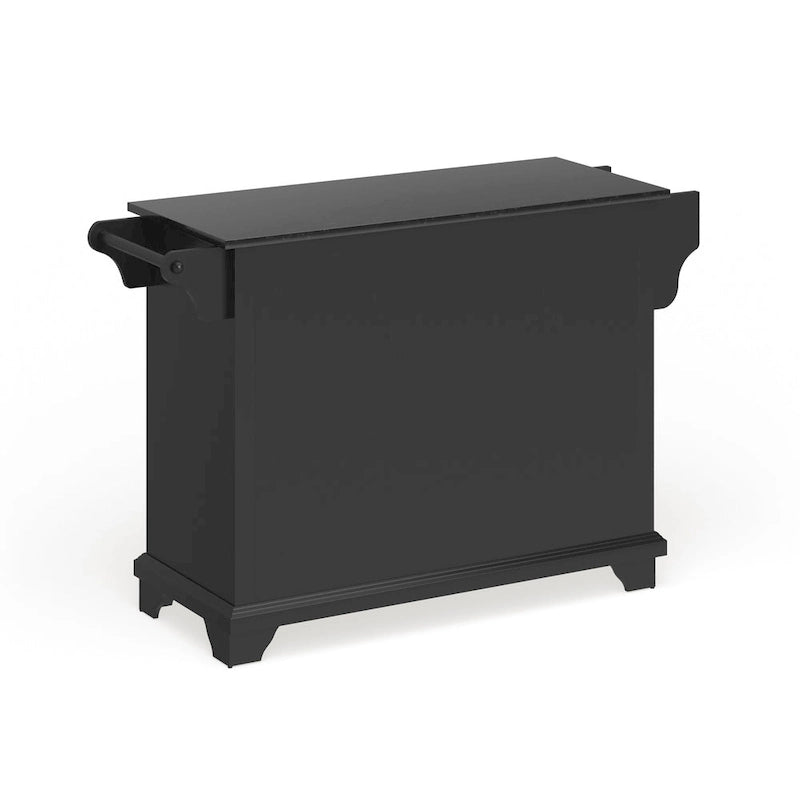 Granite Top Kitchen Island in Black Finish - 51.5W x 18D x 36H