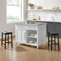 Crosley Silvia Stainless Steel Top Island W/Uph Saddle Stools - 47d x 46w x 36.5h
