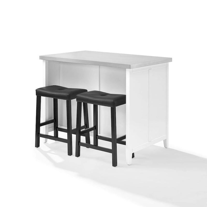 Stainless Steel Top Kitchen Island with Storage Drawers and Cabinet - 46W x 28D x 36.5H