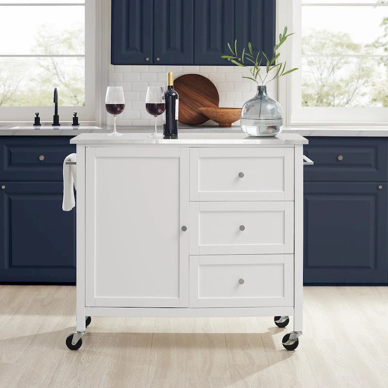Stainless Steel Top Kitchen Island Cart with Drawers and Cabinet