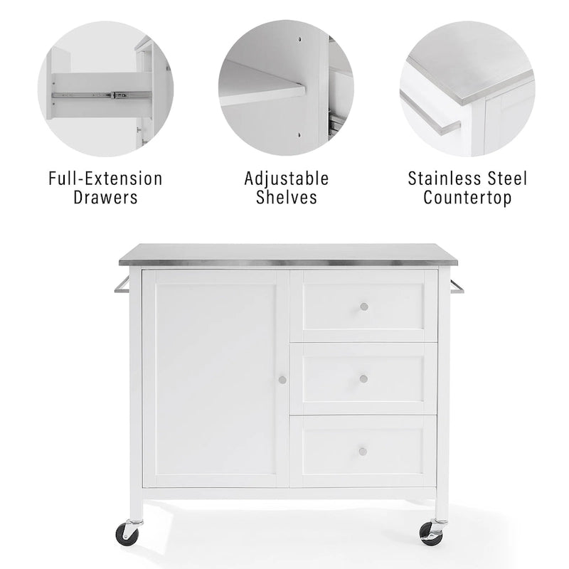 Stainless Steel Top Kitchen Island Cart with Drawers and Cabinet
