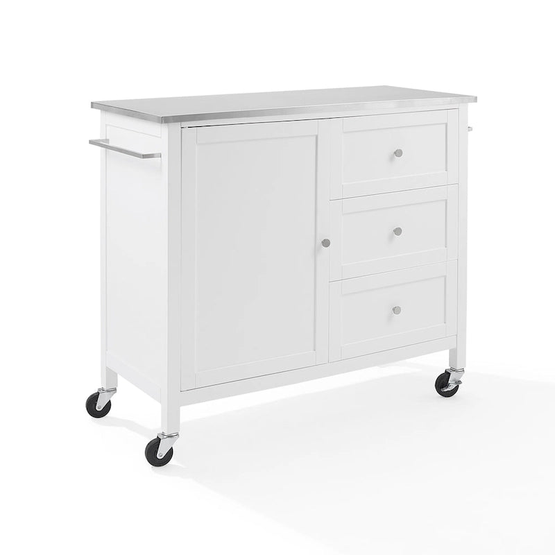 Stainless Steel Top Kitchen Island Cart with Drawers and Cabinet